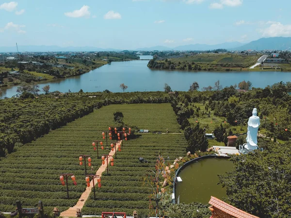 Letecký Pohled Tea Pagoda Vietnamský Jazyk Chua Tra Městě Bao — Stock fotografie