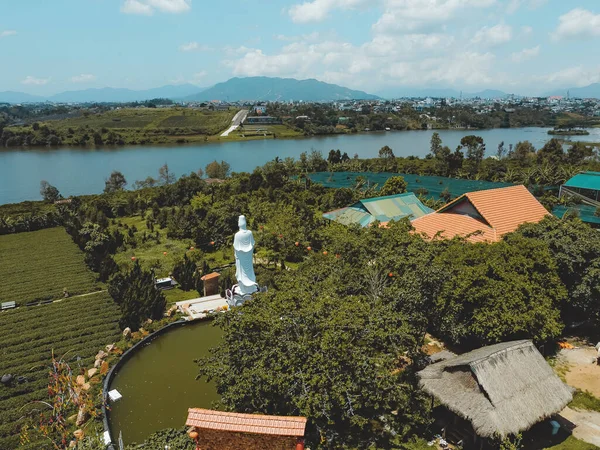 Letecký Pohled Tea Pagoda Vietnamský Jazyk Chua Tra Městě Bao — Stock fotografie