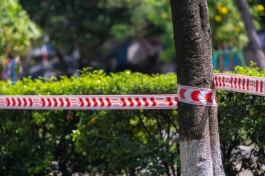 Oyun ve etkinlik için park çocukları ve çocuklar Coronavirus ya da Covid19 için boş ve kapalı. Ve Vietnam 'da 