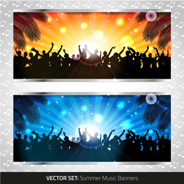 Vector set of two summer music banners — Stock Vector