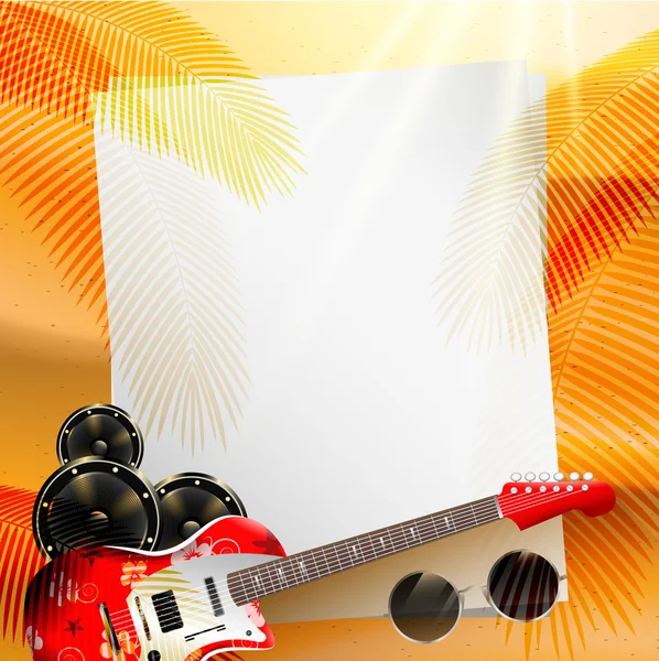 Summer Music background with instruments — Stock Vector