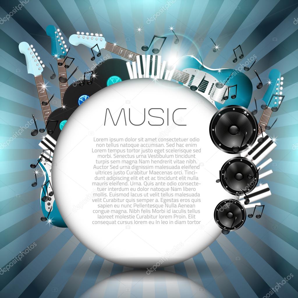 Vector Music Background with Instruments and Music Equipment