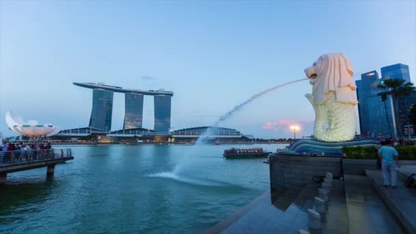 Estatua de Merlion en Singapur — Vídeo de stock