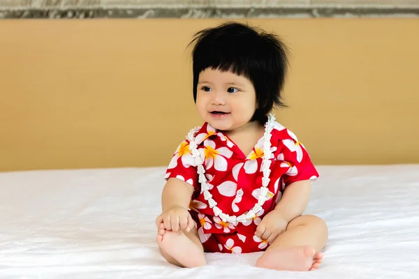 Asian child boy wearing flower shirt — Stock Photo, Image