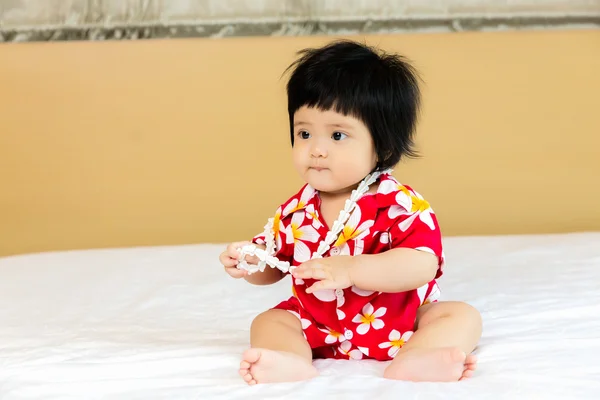 Asian child boy wearing flower shirt — Stock Photo, Image