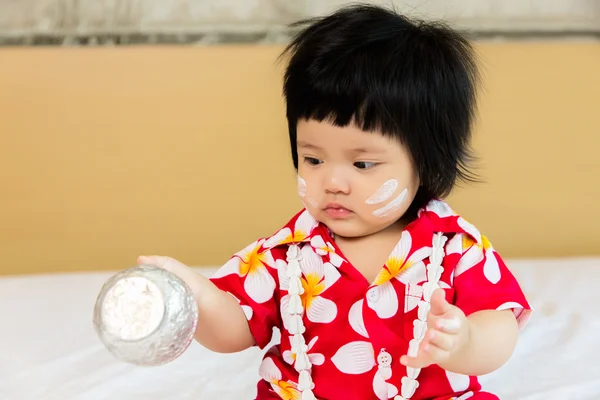 Asian child boy wearing flower shirt — Stock Photo, Image