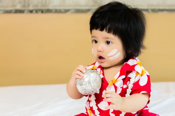 Asian child boy wearing flower shirt — Stock Photo, Image