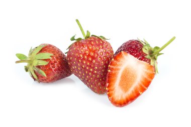 Stawberries ve düzenlenen izole üzerinde beyaz arka plan