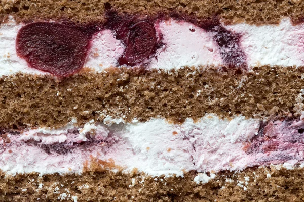 Detail čokoládový dort se smetanou jako abstraktní bac — Stock fotografie