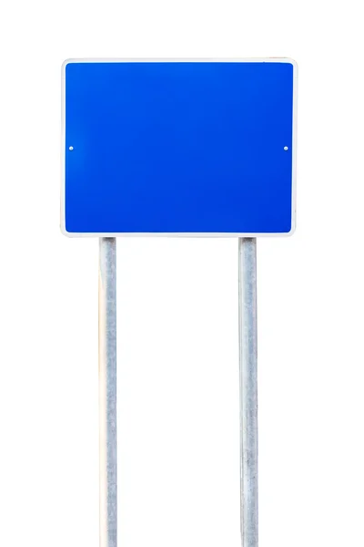 Blank Blue Road Sign Isolated on white background — Stock Photo, Image