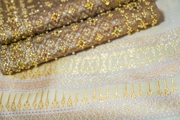 Thai silk fabric beautiful textured background — Stock Photo, Image