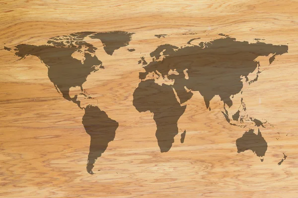 Dünya Haritası üzerinde ahşap doku arka plan