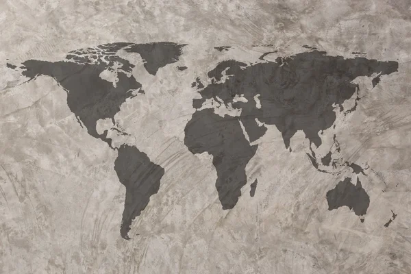 Mapa del mundo en Grunge Concrete Fondo de textura de pared —  Fotos de Stock