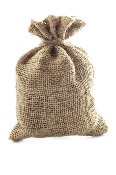 Boş Tekstil çuvala beyaz arka plan üzerinde izole