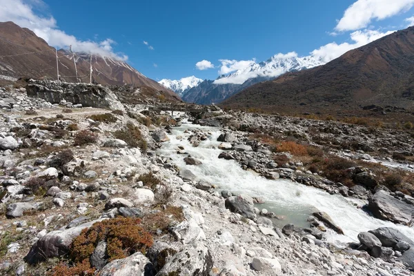 Banderas de Oración en Langtang Valley, Himalaya, Nepal — Foto de Stock