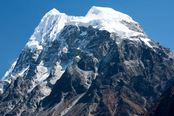 Summit of Mt. Langshisha Ri from Langtang Valley, Himalayas, Nepal — Stock Photo, Image