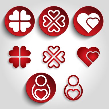 kalp logosu, simge ve simge vektör çizim