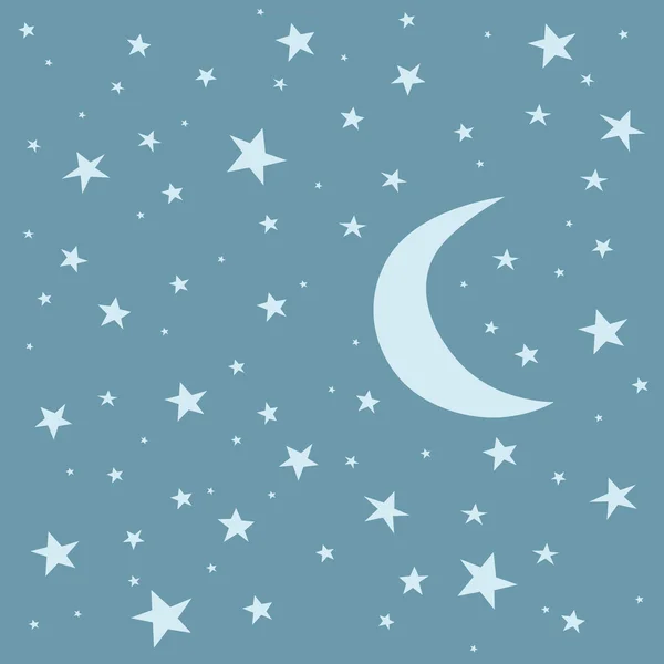 Moon and stars background and pattern vector illustration — Stock Vector