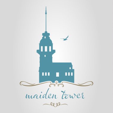 İstanbul kızlık kule logo, simge ve simge vektör çizim