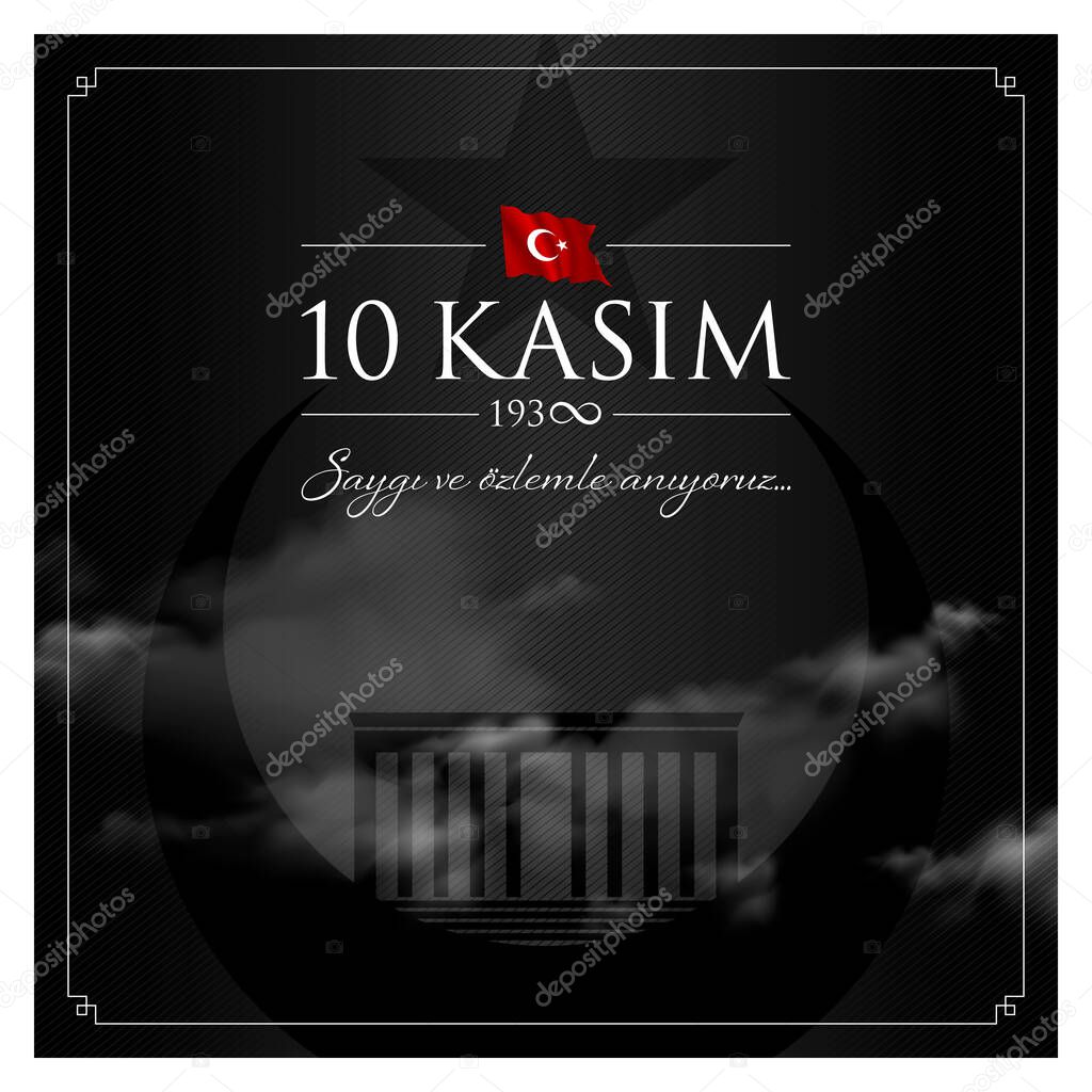 10 kasim vector illustration. (10 November, Mustafa Kemal Ataturk Death Day anniversary.)