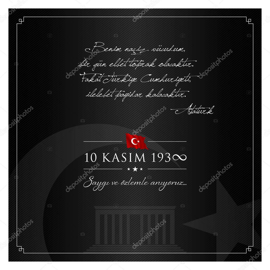 10 kasim vector illustration. (10 November, Mustafa Kemal Ataturk Death Day anniversary.)