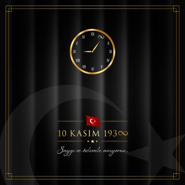 10 kasim vektör çizim. (10 Kasım, Mustafa Kemal Atatürk ölüm günü yıldönümü.)