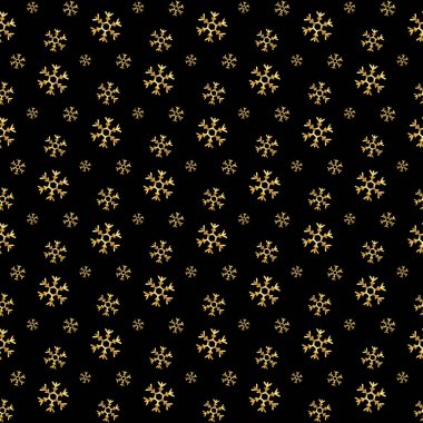 Kusursuz altın kar taneleri deseni ve arkaplan vektör çizimi