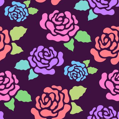 pürüzsüz gül deseni ve arkaplan vektör çizimi
