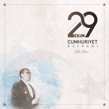 29 ekim cumhuriyet bayrami vektör illüstrasyonu. (29 Ekim, Cumhuriyet Günü Türkiye kutlama kartı.)