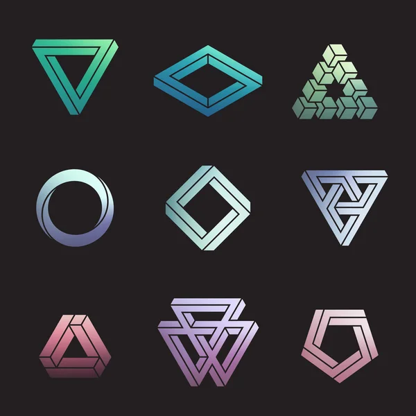 Set of impossible shapes — Stock Vector