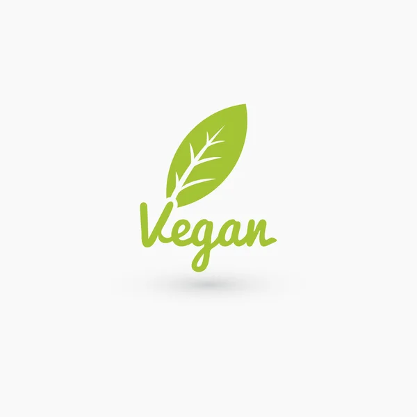 Vegan logo with leaf. Isolated on white. — Stock Vector