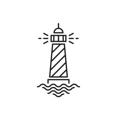 Deniz feneri simgesi, içini kaplamak çizmek. Minimalist logo tasarımı