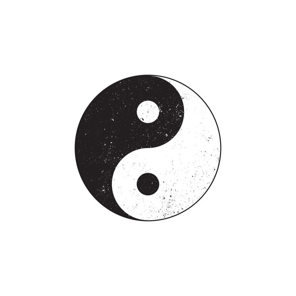 Yin Yang symbol. Grunge design