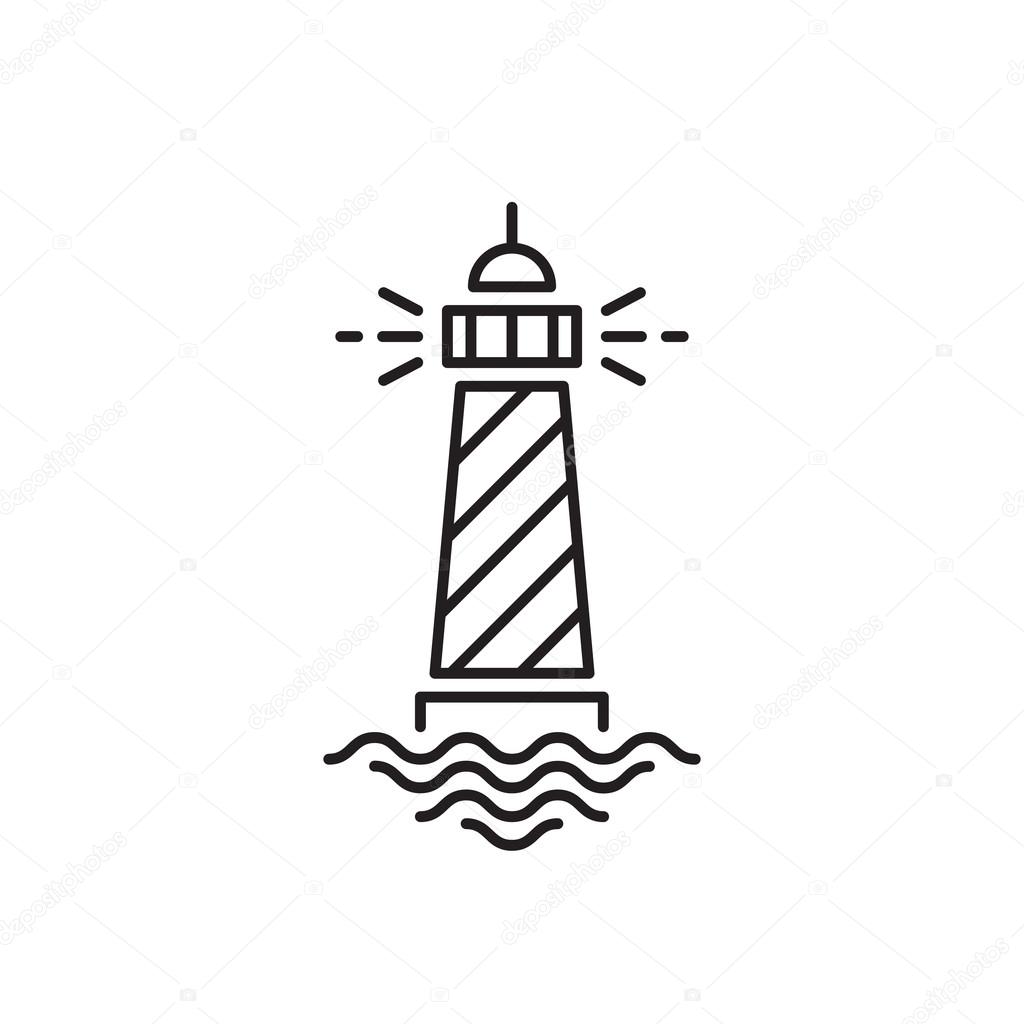 Lighthouse icon, line design. Minimalistic logo design