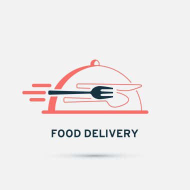 Food delivery icon. Fork and spoon. Vector illustration EPS 10