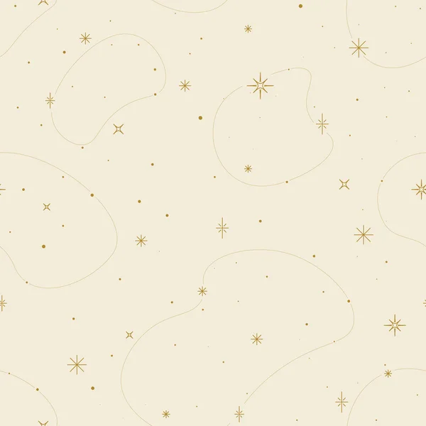 Starry Background Seamless Pattern Modern Luxury Texture Gold Line Elements — Image vectorielle