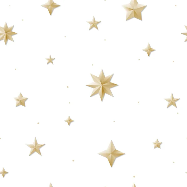 Gold Stars White Background Seamless Pattern Vector Illustration Eps — Vector de stock