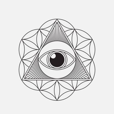 Hepsi gören göz. Modern basit çizgi tasarımı, düzenlenebilir vuruşlar. Vektör illüstrasyonu, EPS 10