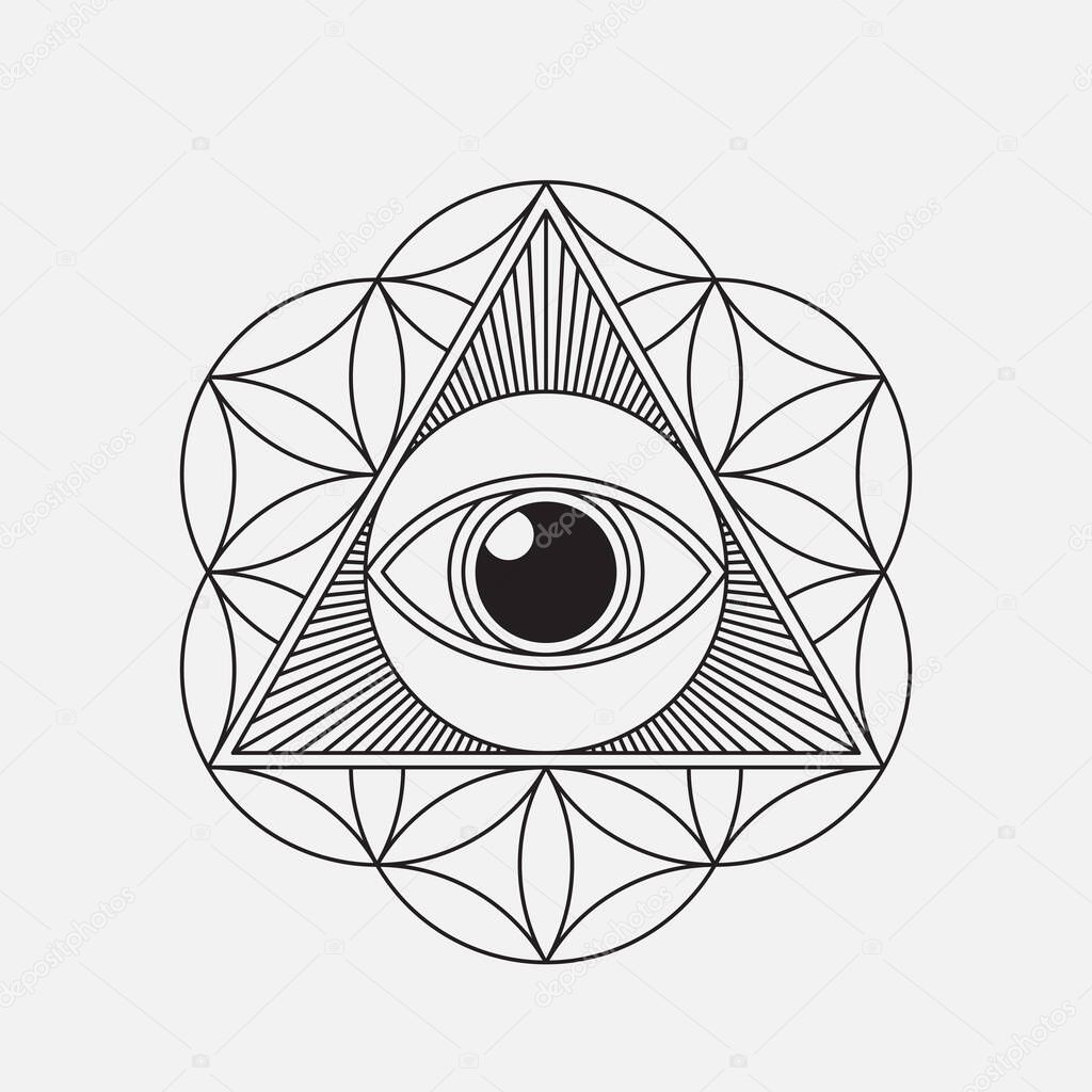 All seeing eye. Modern simple line design,  editable strokes. Vector illustration, EPS 10