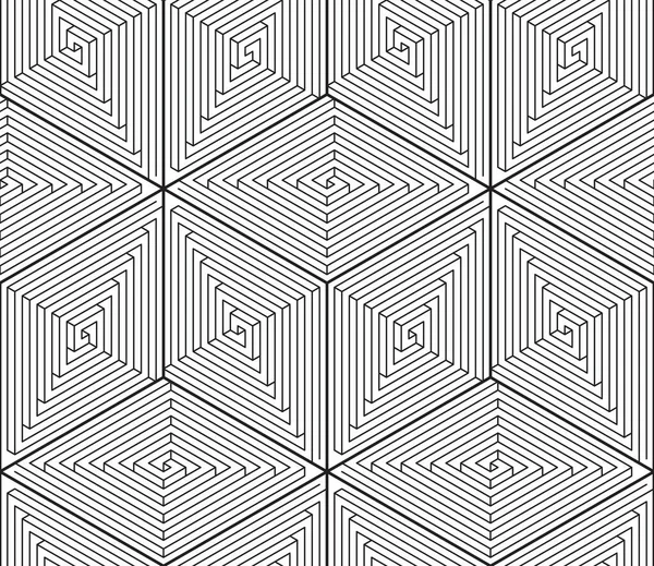 Patrón Geométrico Sin Costura Cubo Diseño Línea Blanco Negro Ilustración — Vector de stock