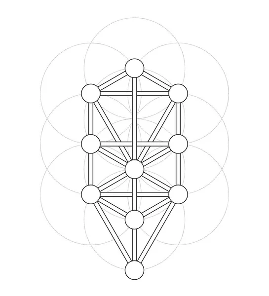 Kabbalah符号 线条设计与生命之花的图标 古代犹太标志 白色背景上孤立的矢量图Eps — 图库矢量图片