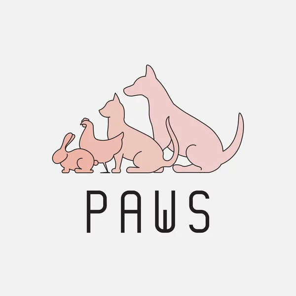 Logotipo Animais Cão Gato Poodle Frango Coelho Ícone Simples Moderno — Vetor de Stock