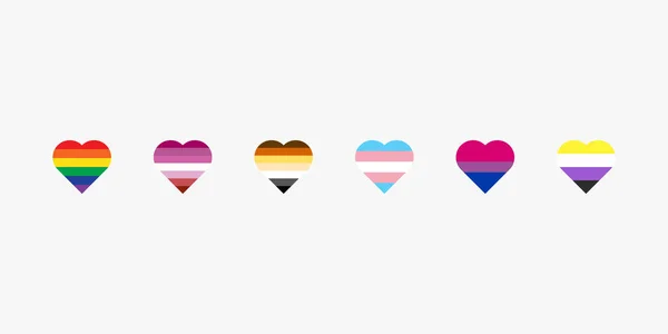 Bandiere Lgbt Nel Simbolo Del Cuore Transgender Icona Gay Illustrazione — Vettoriale Stock