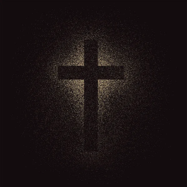 Christian Cross Dots Silhouette Icon Vector Illustration Eps — Stock Vector
