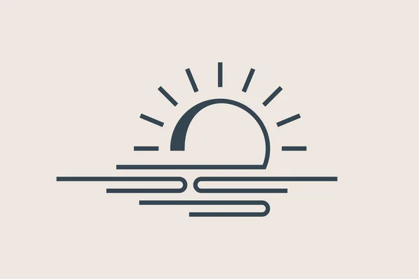 Einfacher Sonnenuntergang Sonnenaufgangssymbol Liniendesign Editierbare Stakes Wetterschild Konzept Vektorabbildung Eps — Stockvektor