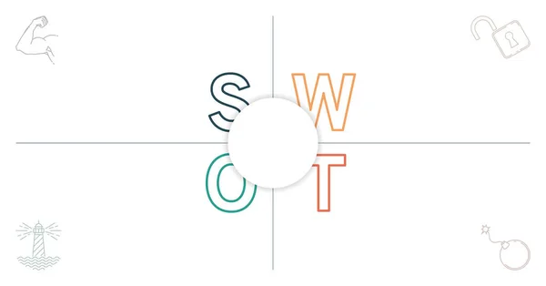 Swot Analyse Sjabloon Achtergrond Met Icoon Plaats Voor Tekst Vectorillustratie — Stockvector