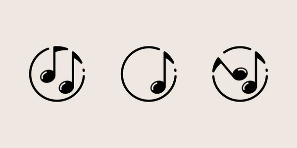 Notas Musicales Icono Círculo Conjunto Símbolos Sonido Ilustración Vectorial — Archivo Imágenes Vectoriales