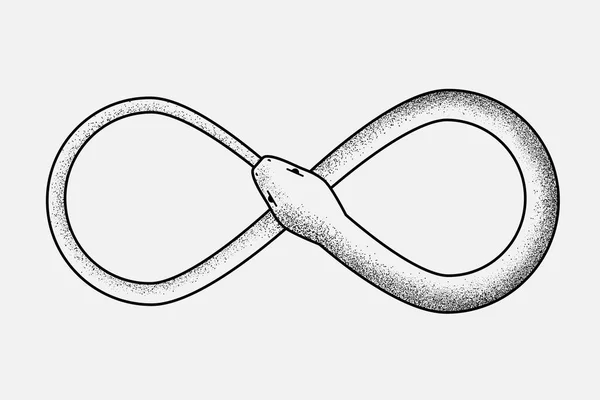 Nieskończony Wąż Starożytny Symbol Ouroboros Gady Jedzące Własny Ogon Cykl — Wektor stockowy