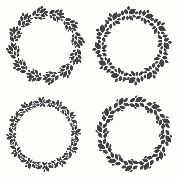 Set of wreaths, silhouette, leaf design, vector illustration — Stock Vector