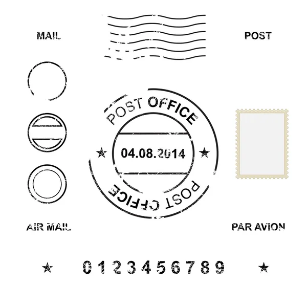 Conjunto de símbolos de sello postal, ilustración vectorial — Archivo Imágenes Vectoriales